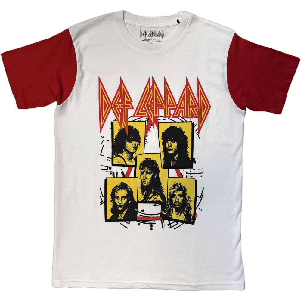 Def Leppard - Band Frame Raglan Tshirt - Wit/Rood